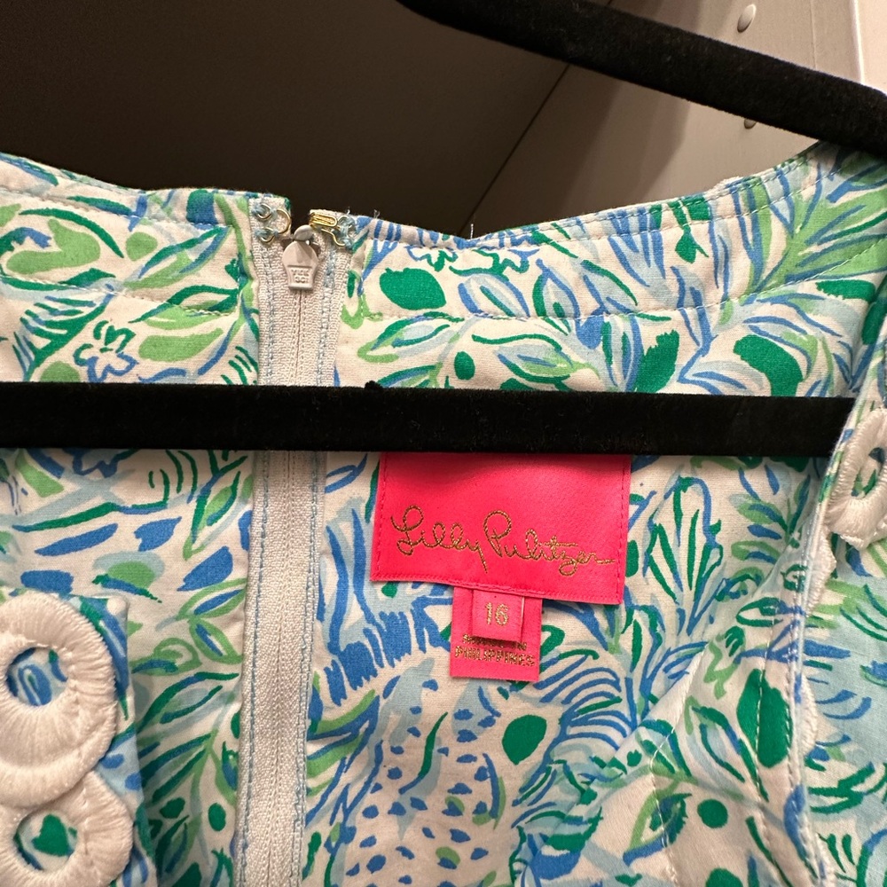 Lilly Pulitzer Gulianna stretch maxi dress hydra blue dandy lions size 16 - Picture 5 of 5